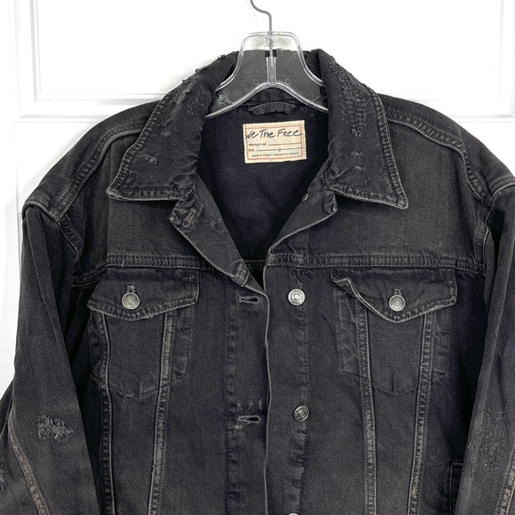 FREE PEOPLE We The Free NEW Jolene Trucker Jacket NEW Washed Black Size S - Picture 3 of 16
